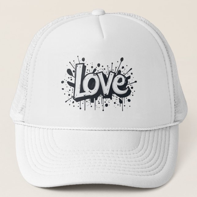 Gorra De Camionero Etiqueta de amor monocroma (Anverso)