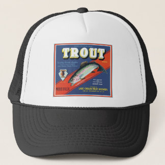 Gorra De Camionero Etiqueta de cosecha de frutos de Chelan Lake Trout