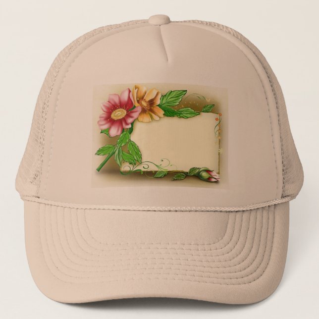 Gorra De Camionero Etiqueta de nombre de flores (Anverso)