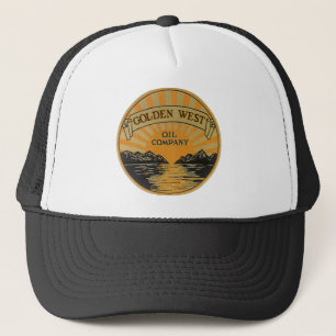 Gorra De Camionero Etiqueta de producto de época, Golden West Oil Com