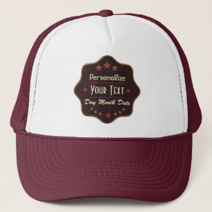 Gorra De Camionero Etiqueta Retro de Texto Personalizado Clásico