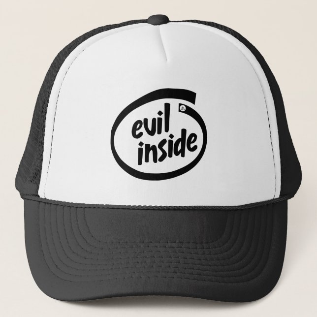 Gorra De Camionero Evil Inside Hail Satanás - 666 - Cap Truckercap - (Anverso)