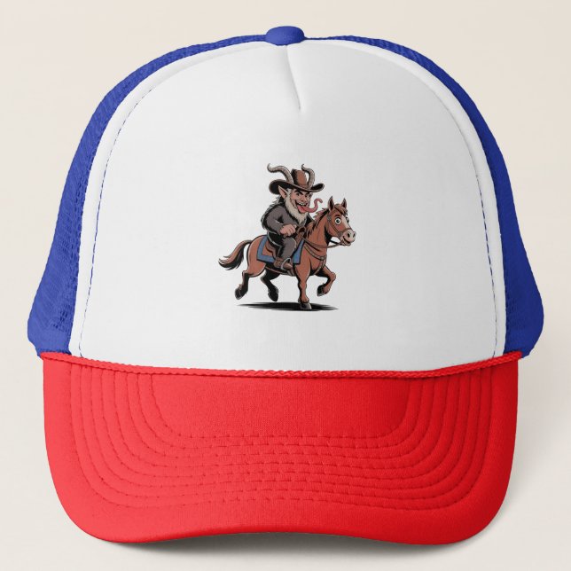 Gorra De Camionero EVIL Krampus Navidades Cowboy Caballo de Navidad O (Anverso)