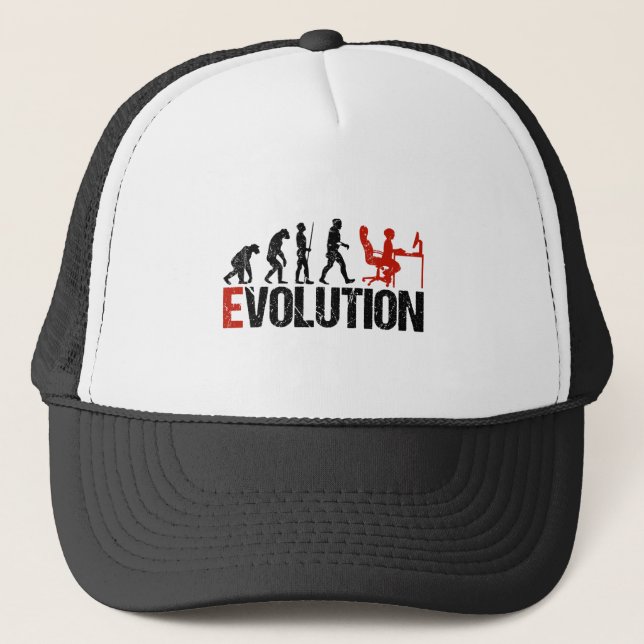 Gorra De Camionero Evolution Computer Nerd Geek Humor Funny (Anverso)
