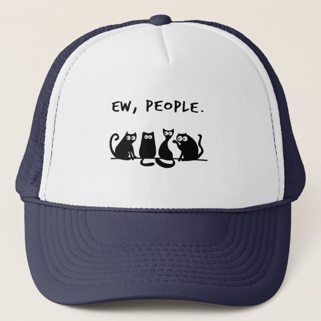 Gorra De Camionero Ew People Funny Meowy Black Cats  (Anverso)