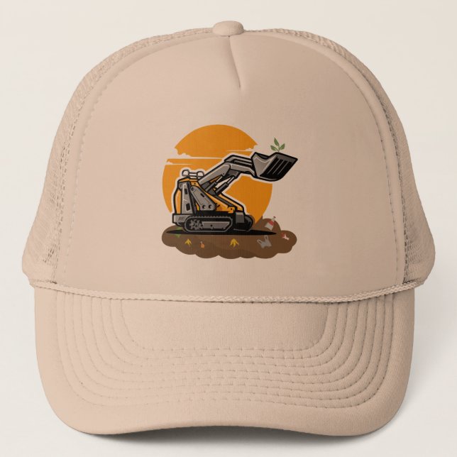 Gorra De Camionero Excavadora ecológica plantando vegetación en limpi (Anverso)