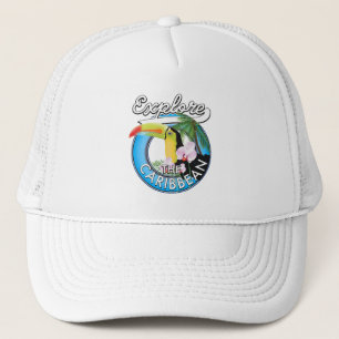 Gorra De Camionero Explora el parche de viaje del Caribe.