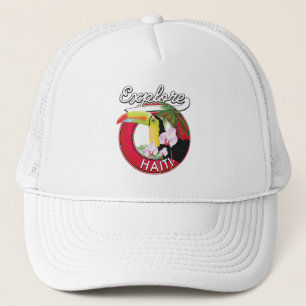 Gorra De Camionero Explora el parche de viaje del logo de Haití.