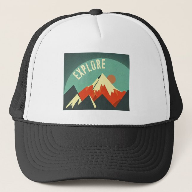 Gorra De Camionero Explorar las montañas (Anverso)
