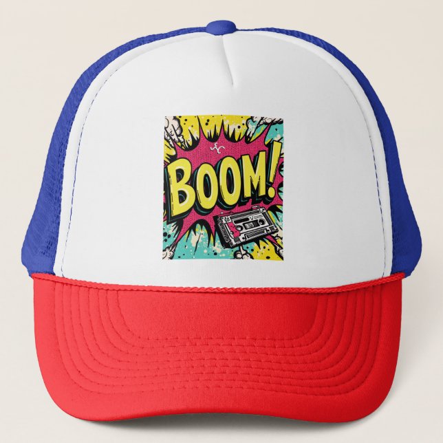 Gorra De Camionero Explosión Retro Boombox (Anverso)
