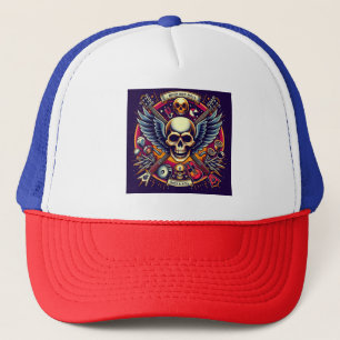 Gorra De Camionero Exquisito cráneo y huesos 🎨 de arte tradicional