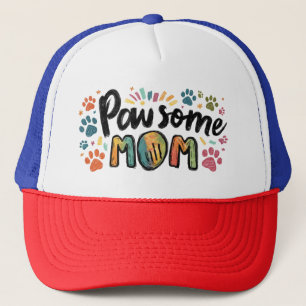 Gorra De Camionero Exquisito gráfico "Pawsome MOM" con patas colorida