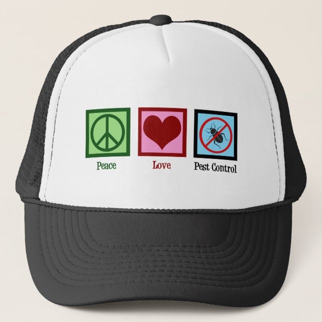 Gorra De Camionero Exterminator Peace Love Pest Control Company (Anverso)