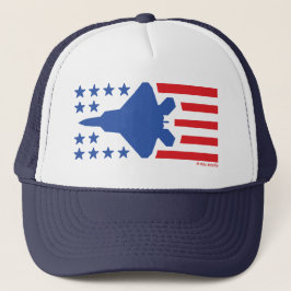 Gorra De Camionero F-22 Luchadores Estrellas Jet y tiras Rojas y Azul