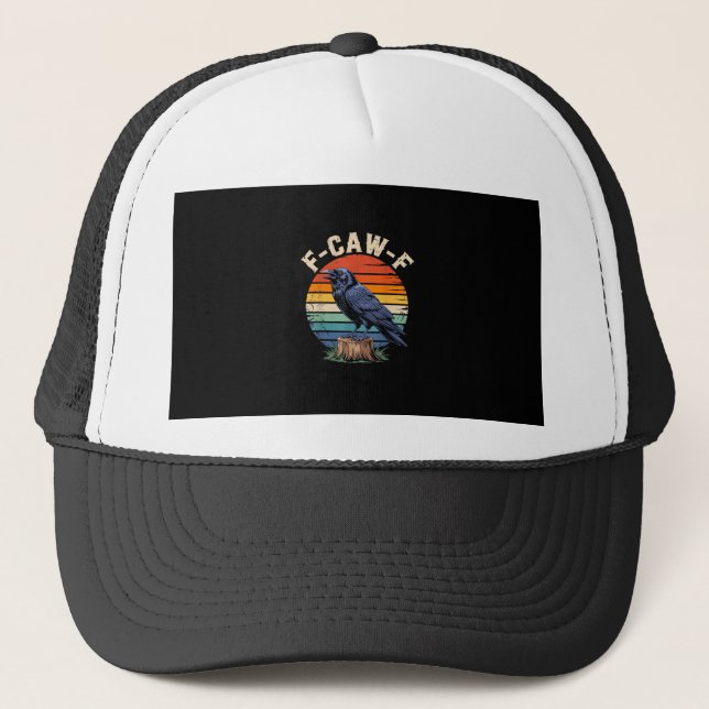 Gorra De Camionero F-Caw-F Cuervo Luna Gótico Halloween Cuervo Pájaro (Anverso)