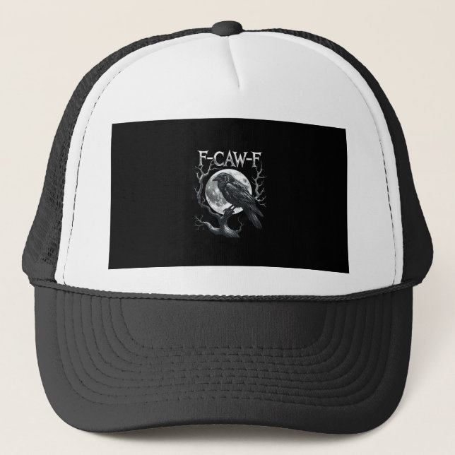 Gorra De Camionero F-Caw-F Raven Moon Gothic Halloween Crow Bird Love (Anverso)