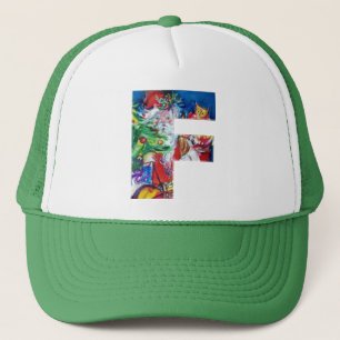 GORRA DE CAMIONERO F LETRA / SANTA CON NAVIDAD ÁRBOL MONOGRAMA
