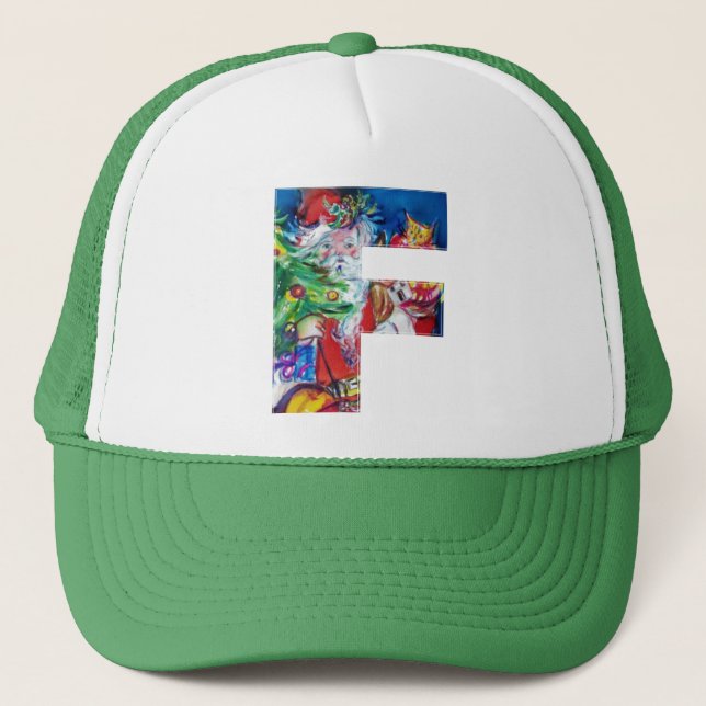GORRA DE CAMIONERO F LETRA / SANTA CON NAVIDAD ÁRBOL MONOGRAMA (Anverso)