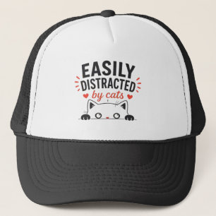 Gorra De Camionero Fácilmente Distraído por Gatos Minimalista Amante