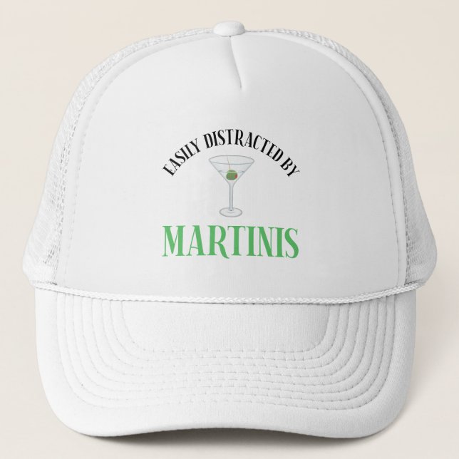 Gorra De Camionero Fácilmente Distraído Por Martinis (Anverso)