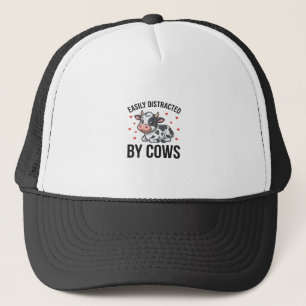 Gorra De Camionero Fácilmente Distraído por Vacas Gráfico de Vaca Vin