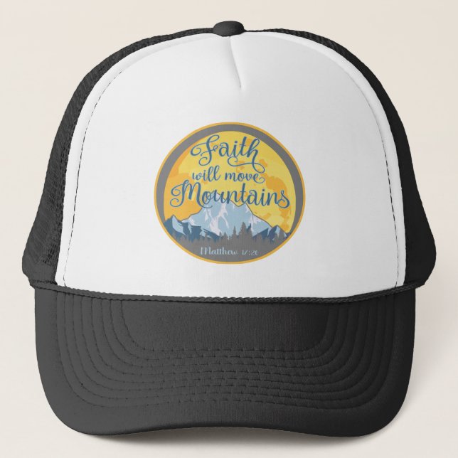 Gorra De Camionero Faith Move Mountains Diseño cristiano (Anverso)