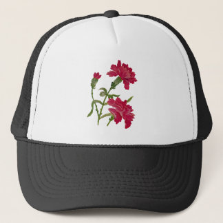 Gorra De Camionero Fallos bordados de claveles rojos