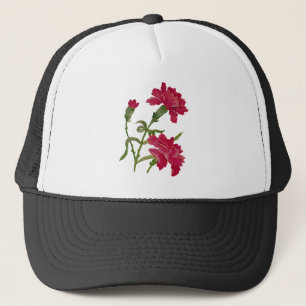Gorra De Camionero Falsos claveles rojos bordados
