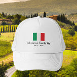 Gorra De Camionero Familia coincidente Italia Viaje Personalizado de<br><div class="desc">¿Viajar a Italia con su familia o un grupo de viajes? Entonces este gorra es perfecto - el diseño incluye la bandera italiana y 2 líneas de texto personalizado. Añada el nombre de su familia o grupo, la fecha de las vacaciones o cualquier texto personalizado. Sencillo y clásico, el gorra...</div>