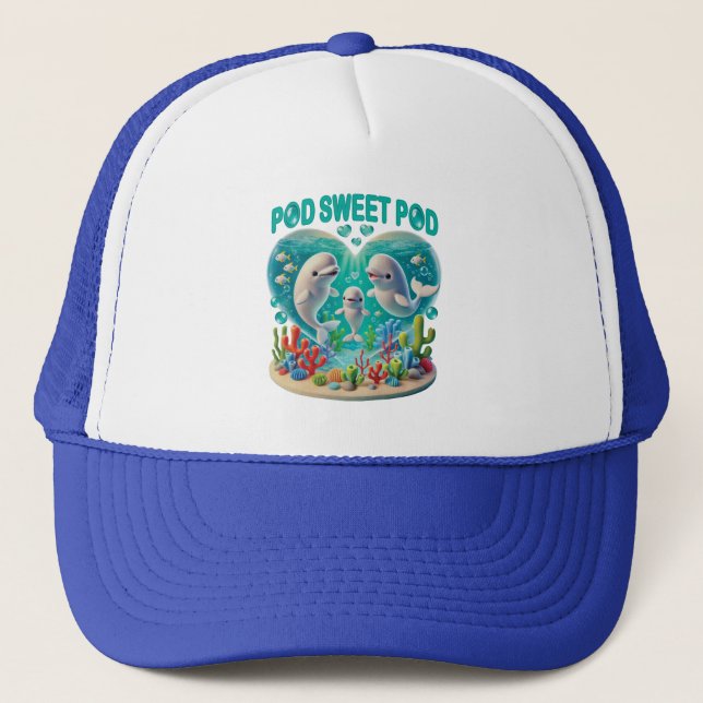 Gorra De Camionero Familia de ballenas "Pod Sweet Pod" (Anverso)