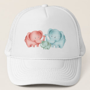 Gorra De Camionero Familia De Elefantes Mamá Papá Y Bebé
