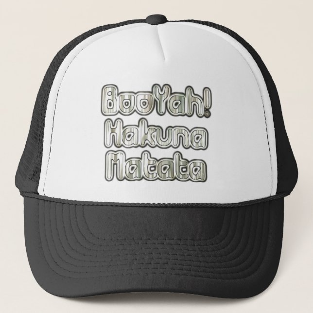 Gorra De Camionero Famoso BooYah Hakuna Matata Designer Tee (Anverso)