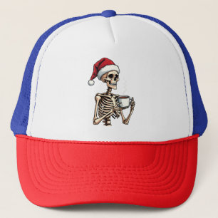 Gorra De Camionero Famoso Halloween bebiendo café Navidades Santa