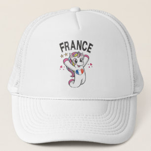 Gorra De Camionero Fan de fútbol de Francia Unicornio con bandera car