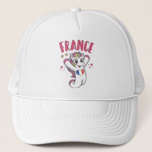 Gorra De Camionero Fan de fútbol de Francia Unicornio con bandera car