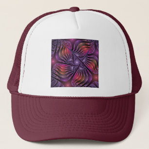 Gorra De Camionero Fantasía colorida Resumen Trippy Purple Fractal