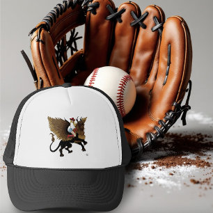 Gorra De Camionero Fantasía de león alado de vaca rojo