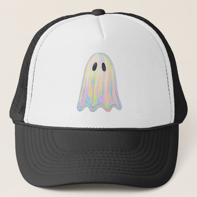 Gorra De Camionero Fantasma de Arcoíris Pastel Adorable | Espeluznant (Anverso)
