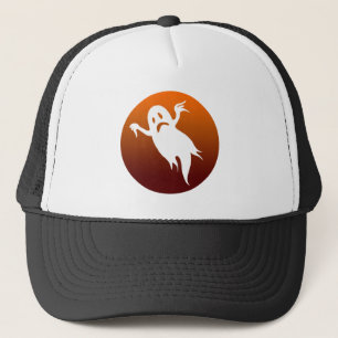 Gorra De Camionero fantasma de Halloween luna naranja