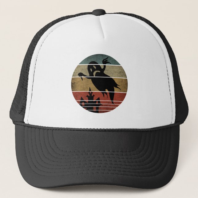 Gorra De Camionero Fantasma de Halloween Vintage (Anverso)