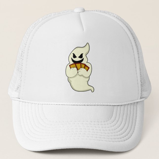 Gorra De Camionero Fantasma en el póker con tarjetas de póker (Anverso)