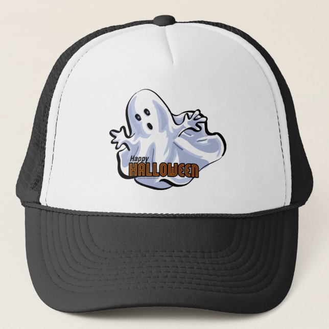 Gorra De Camionero Fantasma feliz de Halloween (Anverso)