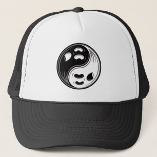 Gorra De Camionero Fantasma Yin Yang Negro y Blanco