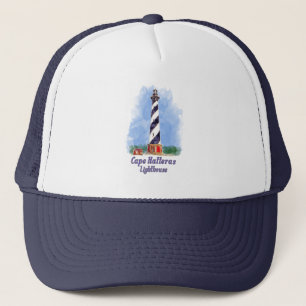 Gorra De Camionero Faro de Cape Hatteras Watercolor Carolina del Nort