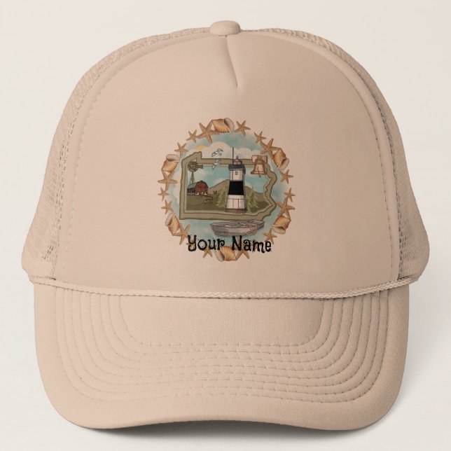 Gorra De Camionero Faro de las conchas de Pennsylvania (Anverso)