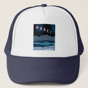 Gorra De Camionero Fases de la Luna Rosa Paisaje