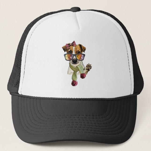 Gorra De Camionero Fashiable jack russell terrier hipster (Anverso)