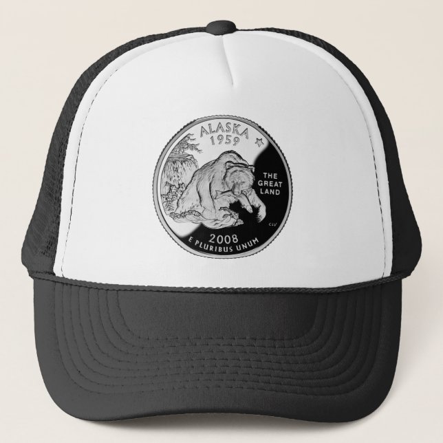 Gorra De Camionero Faux Alaska State Quarter The Great Land Grizzly (Anverso)
