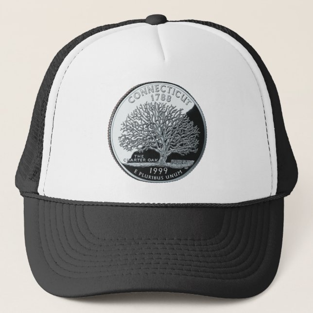 Gorra De Camionero Faux Connecticut State Quarter Charter Oak Tree (Anverso)