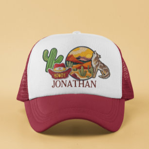 Gorra De Camionero Faux Patches personalizados Howdy Western Cowboy